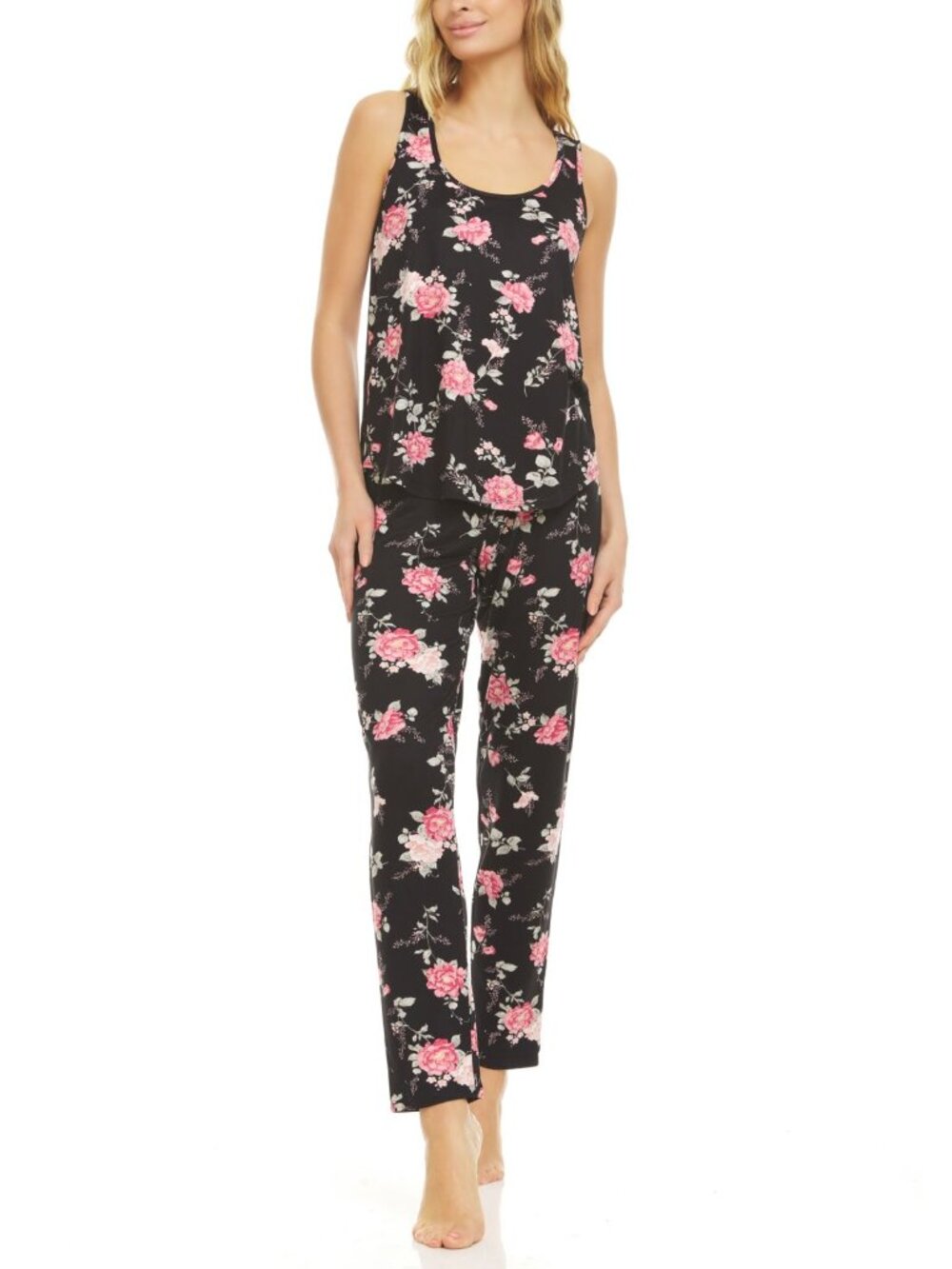 Flora by Flora Nikrooz Womens Lace Trim Tank Top & Pajama Pants Set